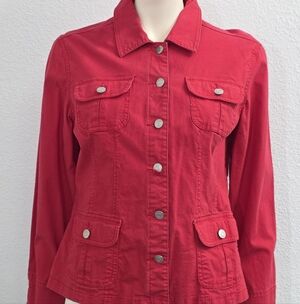 Baccini Red Denim Cotton Trucker Jacket